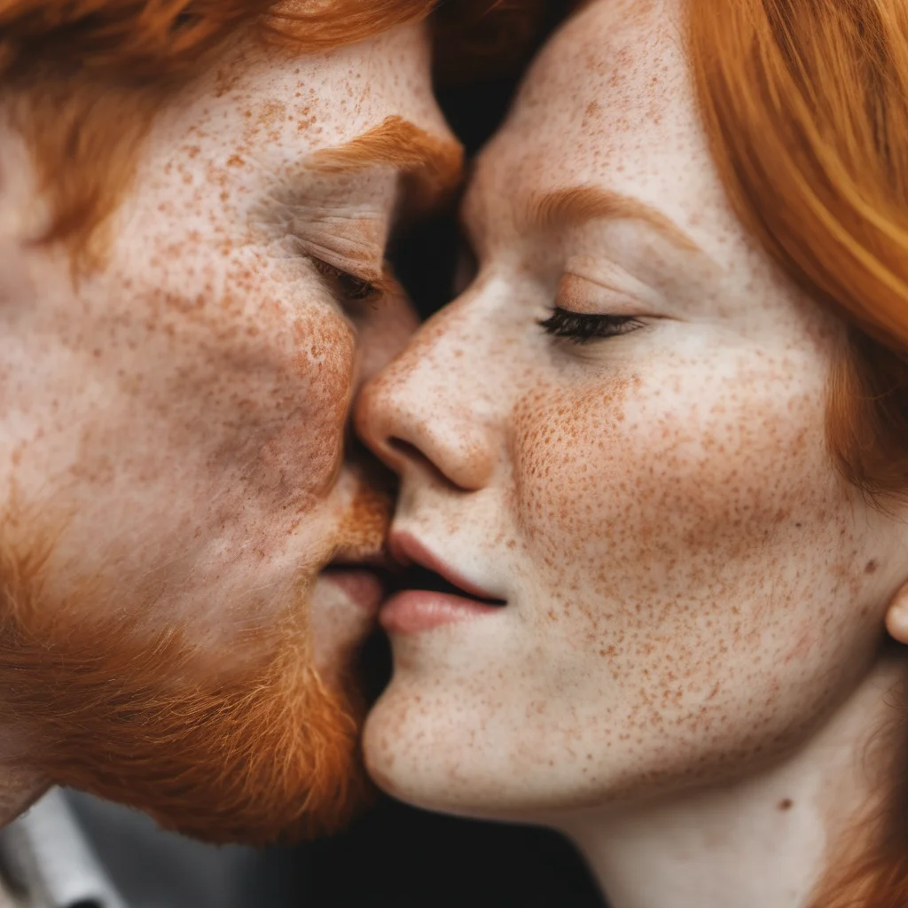 freckled ginger couple kissing close up good looking trending fantastic 1