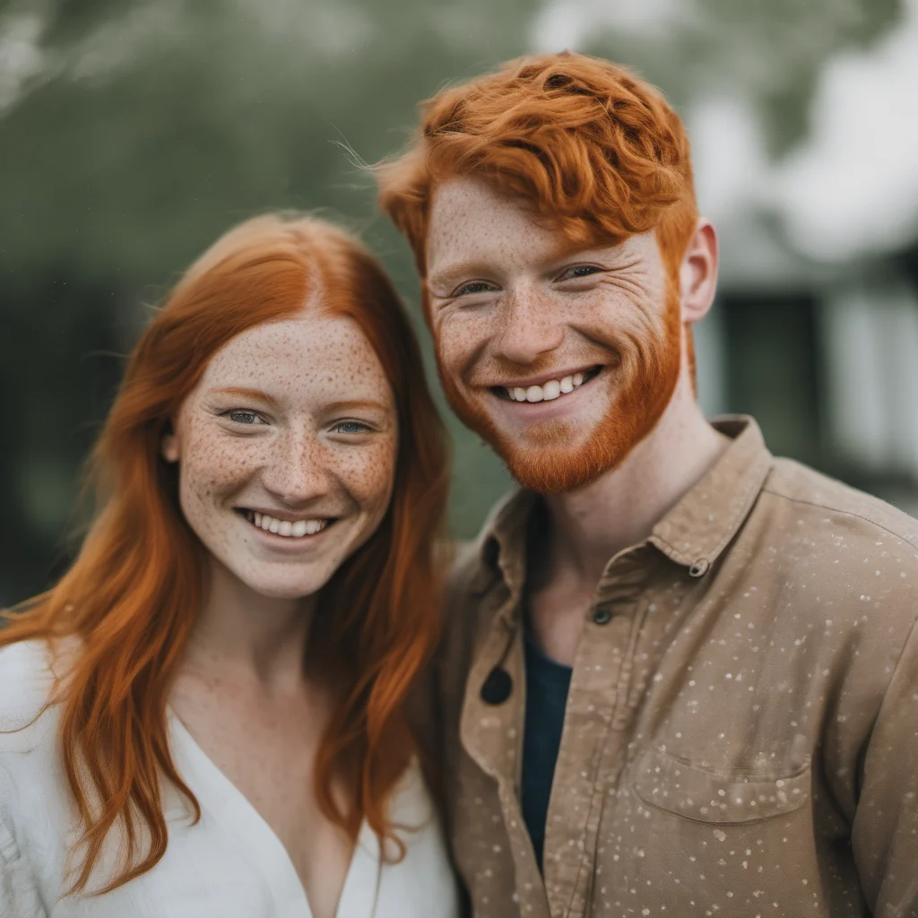 freckled ginger couple smiling confident engaging wow artstation art 3