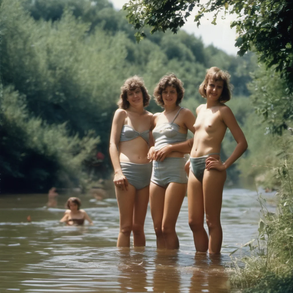 aifrench girls bathing in a river   in 1980 amazing awesome portrait 2