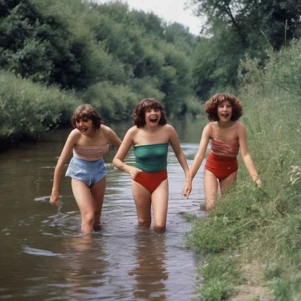 aifrench girls bathing in a river   in 1980 confident engaging wow artstation art 3