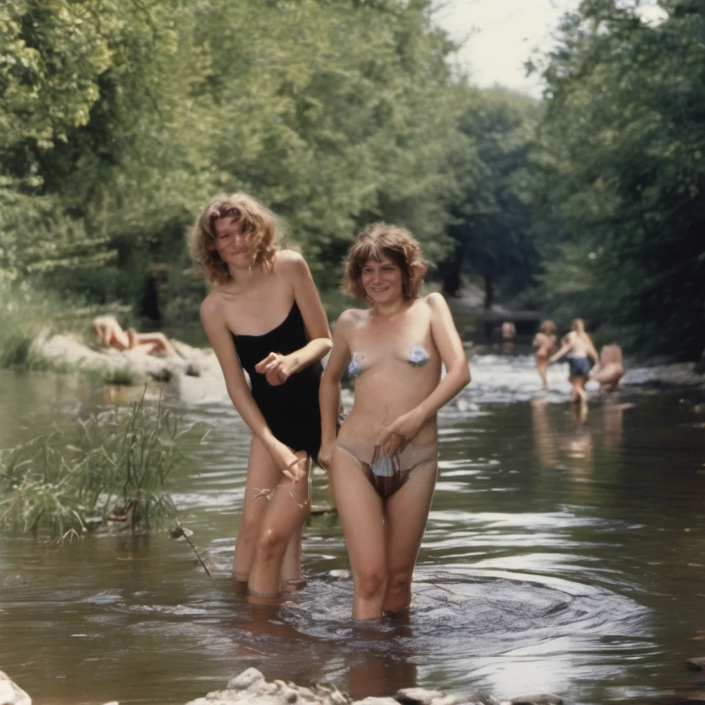 aifrench girls bathing in a river   in 1990 confident engaging wow artstation art 3