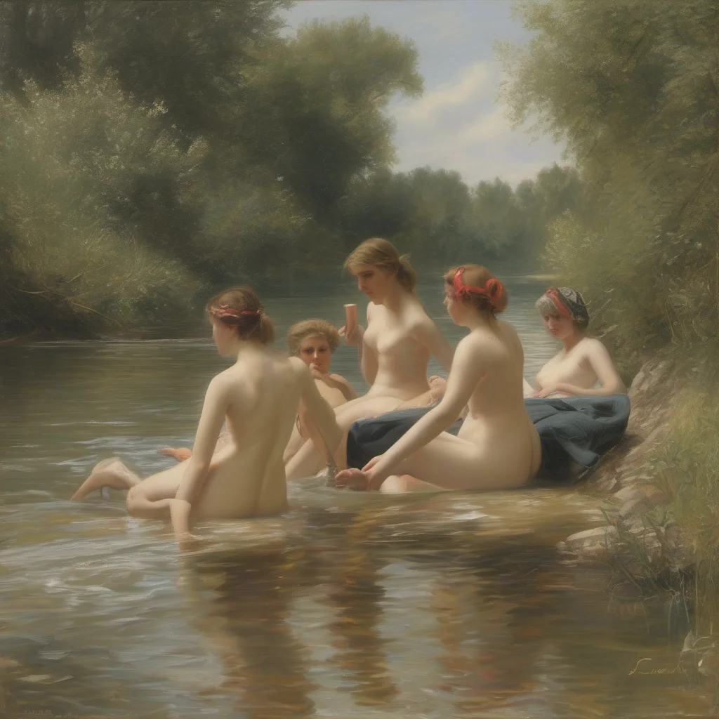 aifrench girls bathing in a river  confident engaging wow artstation art 3