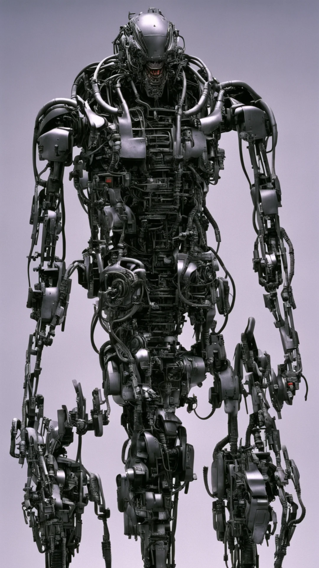 from movie event horizon 1997 from movie virus 1999 show humanoid monster robots made of machine parts and flesh render amazing awesome portrait 2 tall