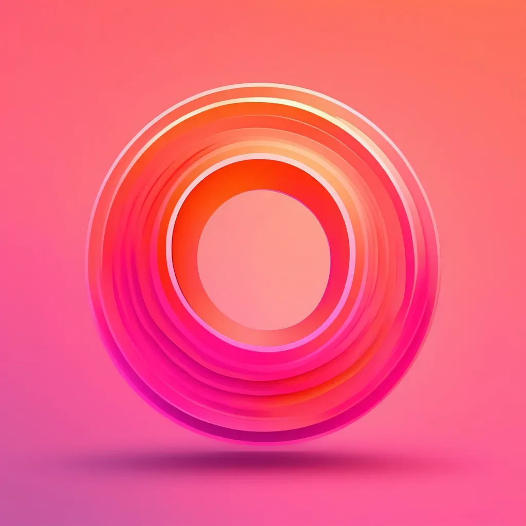 aifuturistic 3d illusion impossible circle illustration print with gradient effect vector orange pink