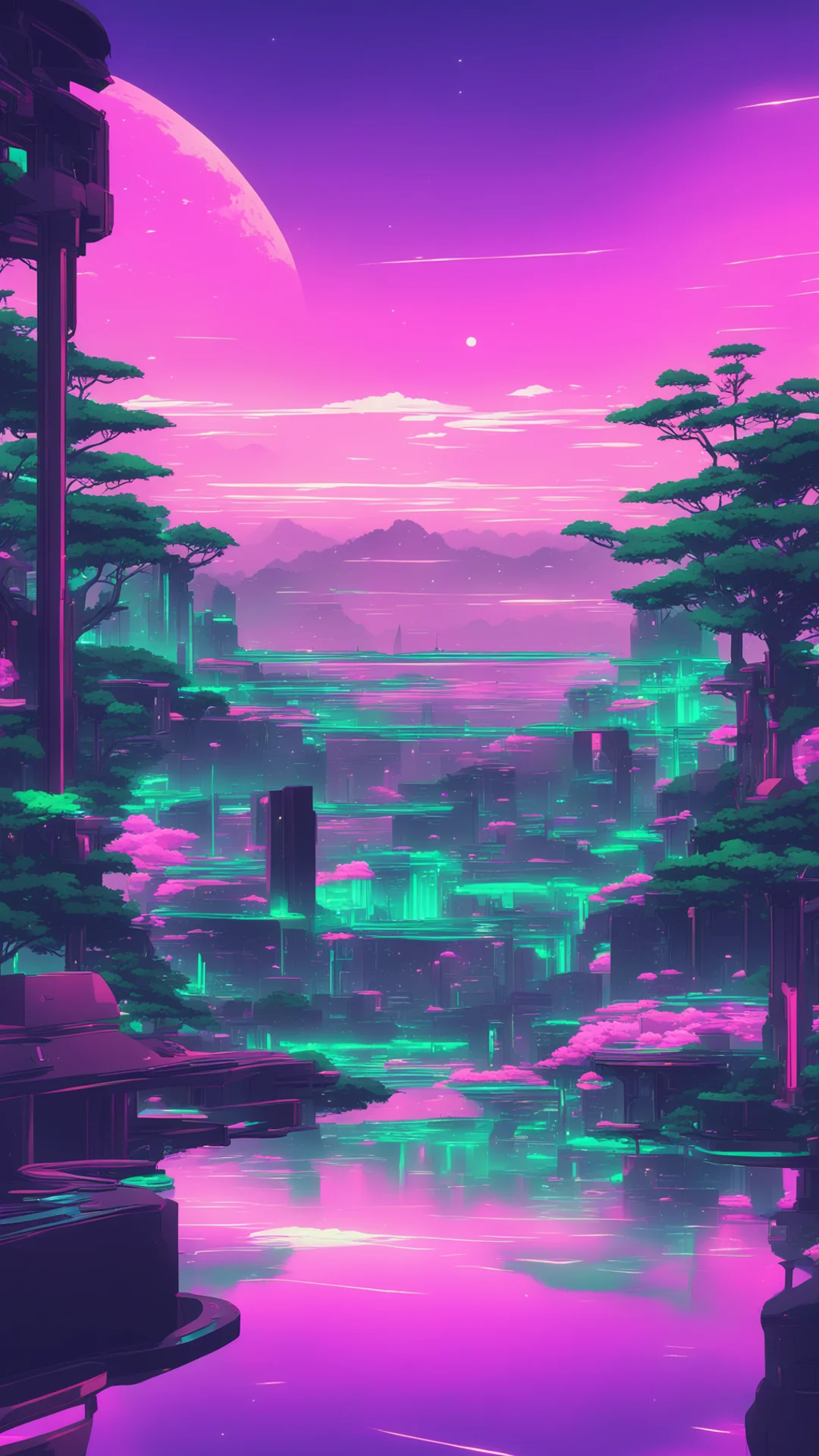 aifuturistic anime lowfi relaxing backdrop tall