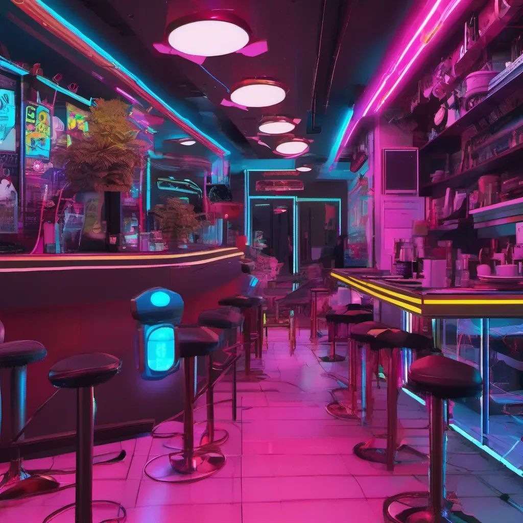 aifuturistic coin cafe neon punk neon punk