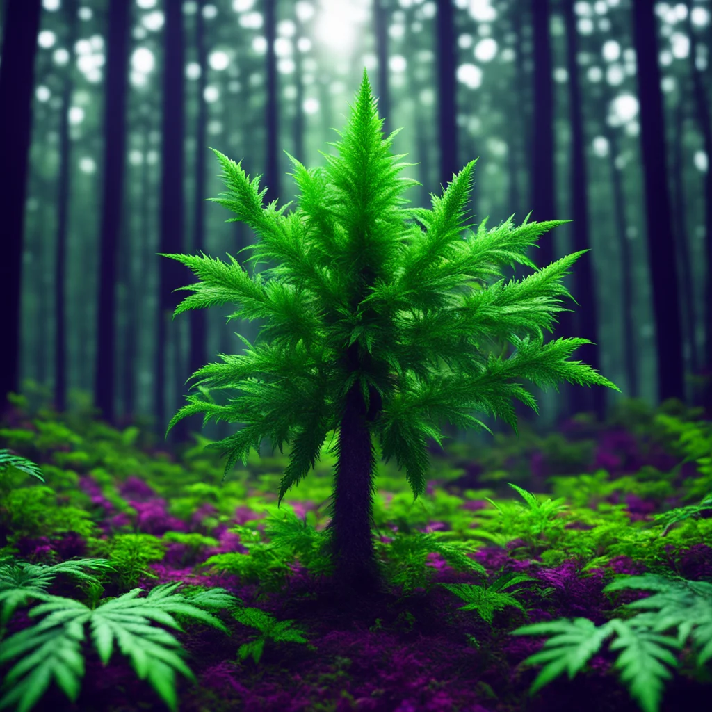 aigalactic monster marihuana plant made of gas in dark forest mixed colors cinematic octane hd hiperreal ar 169