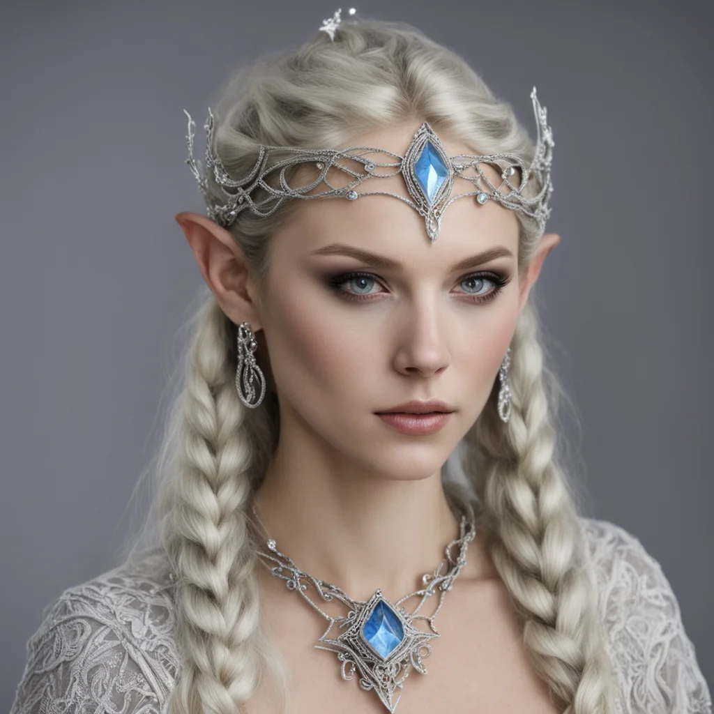 galion with braids wearing silver elven circlet with diamonds amazing awesome portrait 2