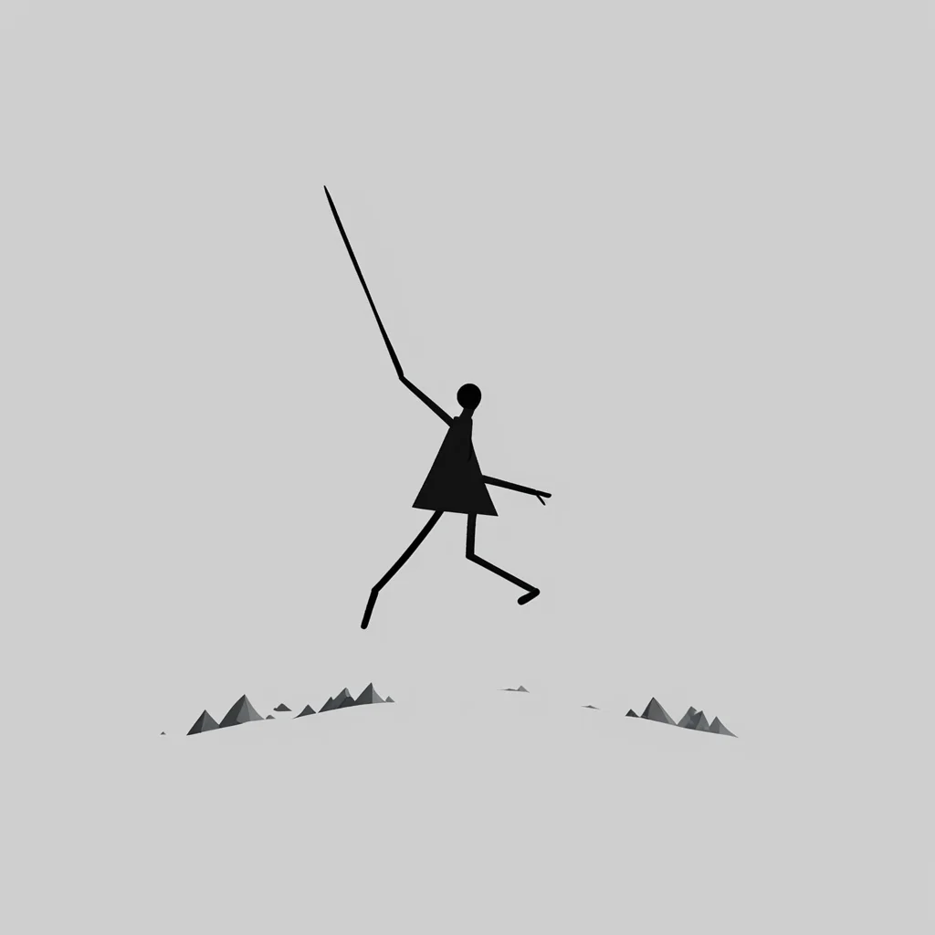 aigenerate a 2d image of a stickman pushing something up a hill amazing awesome portrait 2