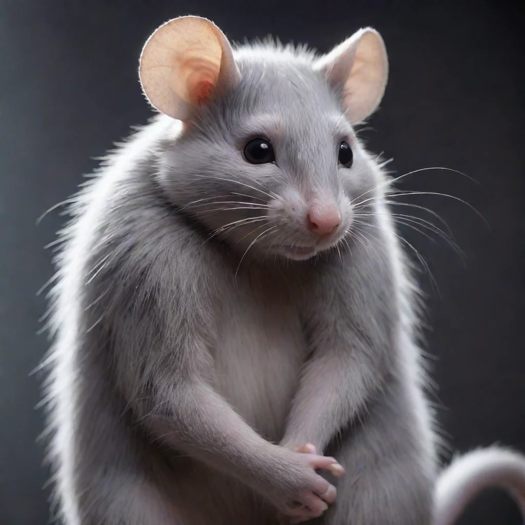 aigiant furry grey anthropomorphic rat hugging a human hd