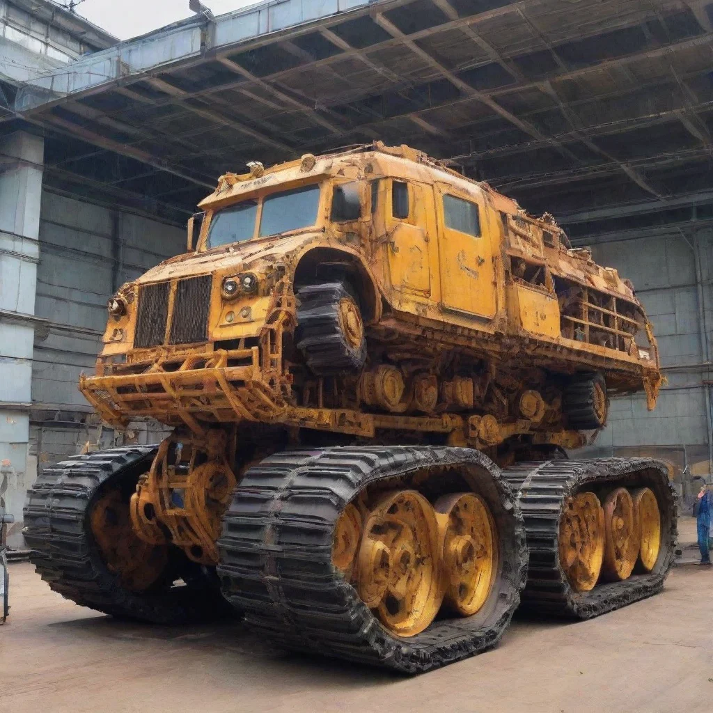 gigantic vehicle with mechanical tracks