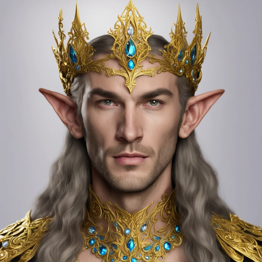 aigil galad wearing golden elven tiara with jewels good looking trending fantastic 1