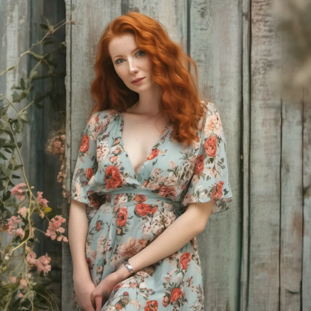 ginger hair pretty woman wearing floral sundress good looking trending fantastic 1