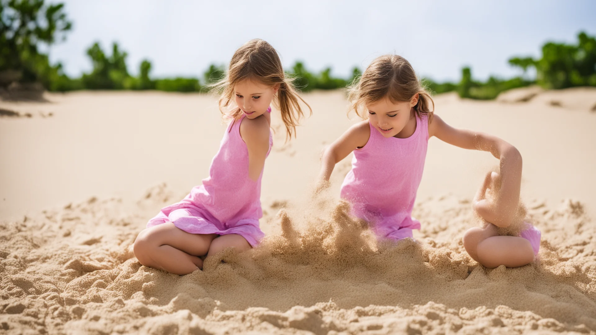 girl playing in sand wide