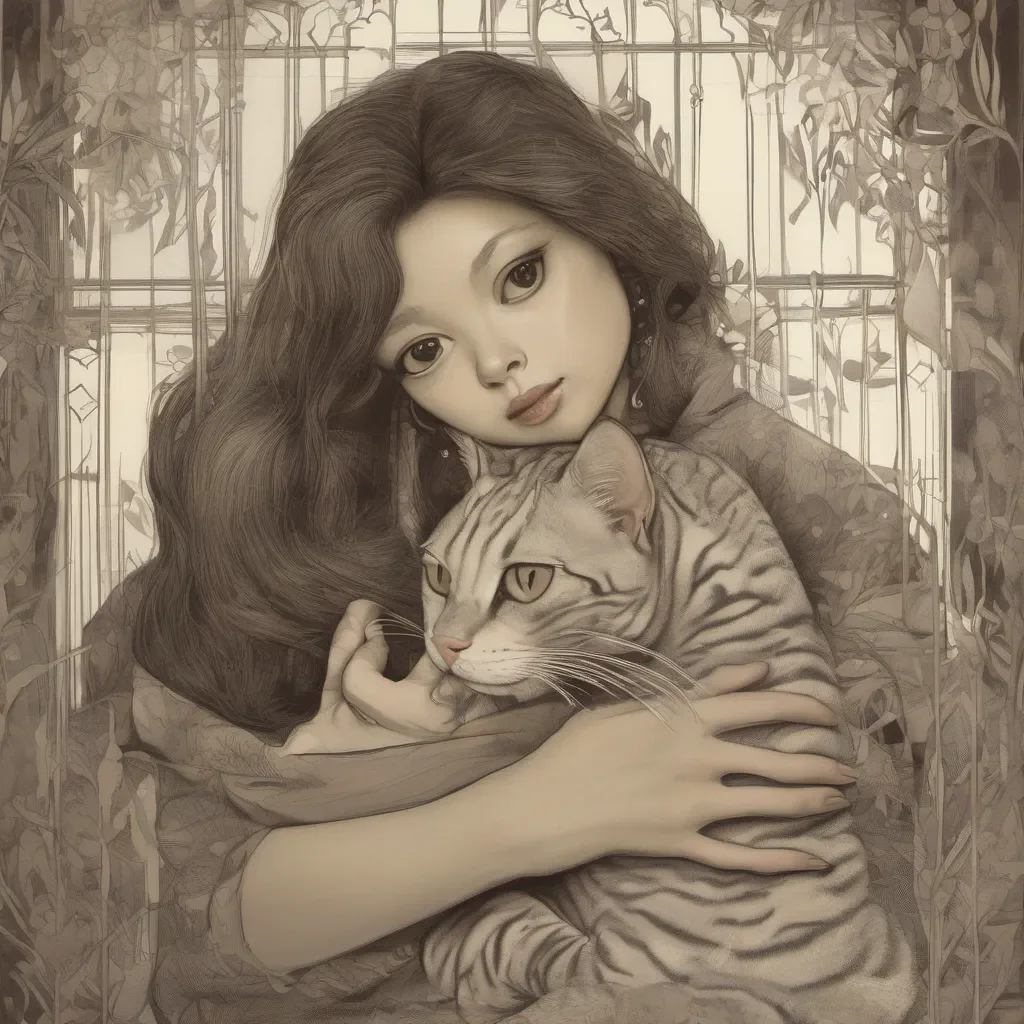 aigirl with a bengali cat good looking trending fantastic 1