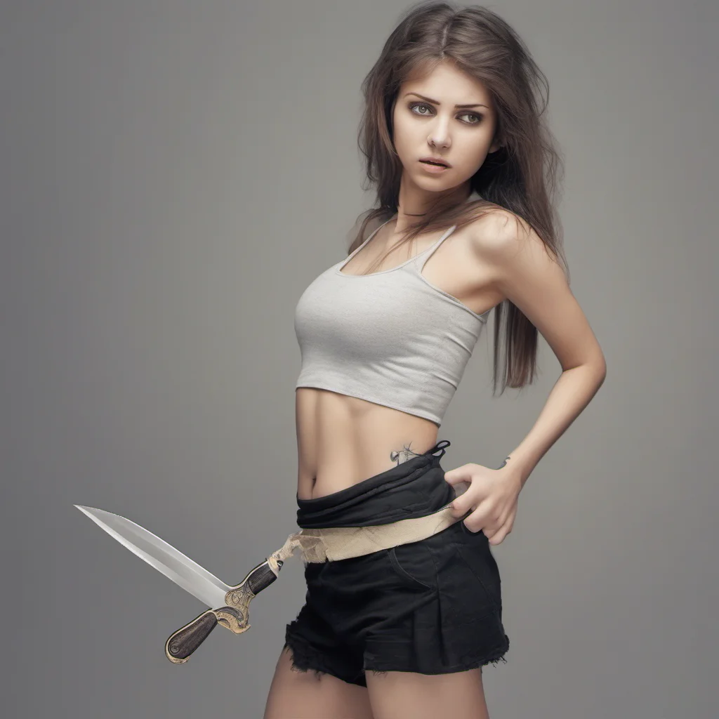 girl with knife in her navel.