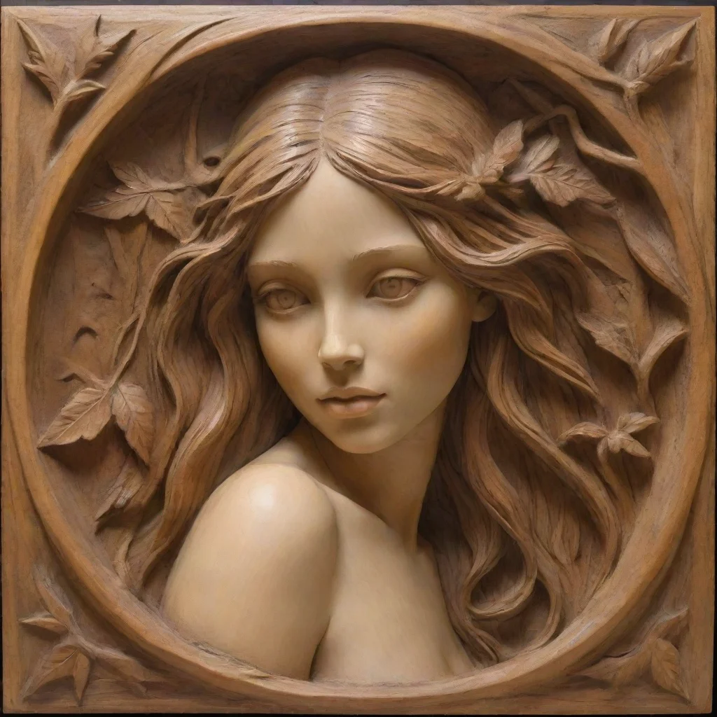 girl wood bas relief