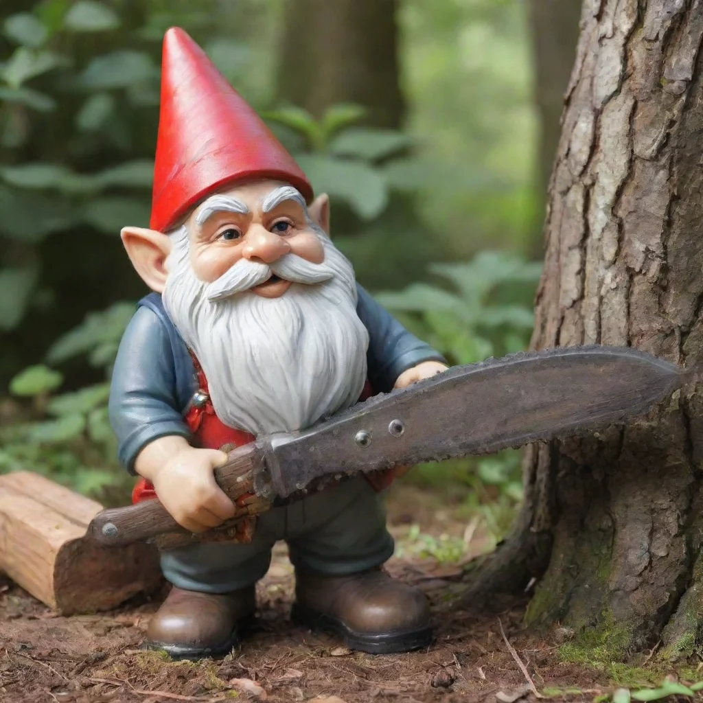 gnome with chainsaw