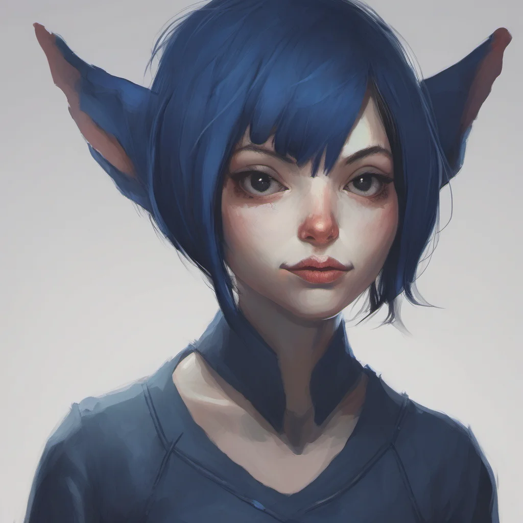 aigoblin girl with dark blue short hair  good looking trending fantastic 1