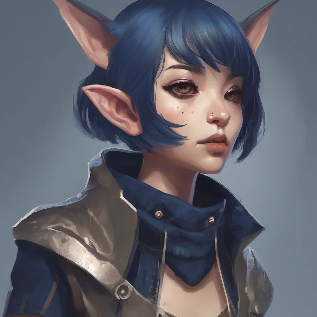 aigoblin girl with dark blue short hair 