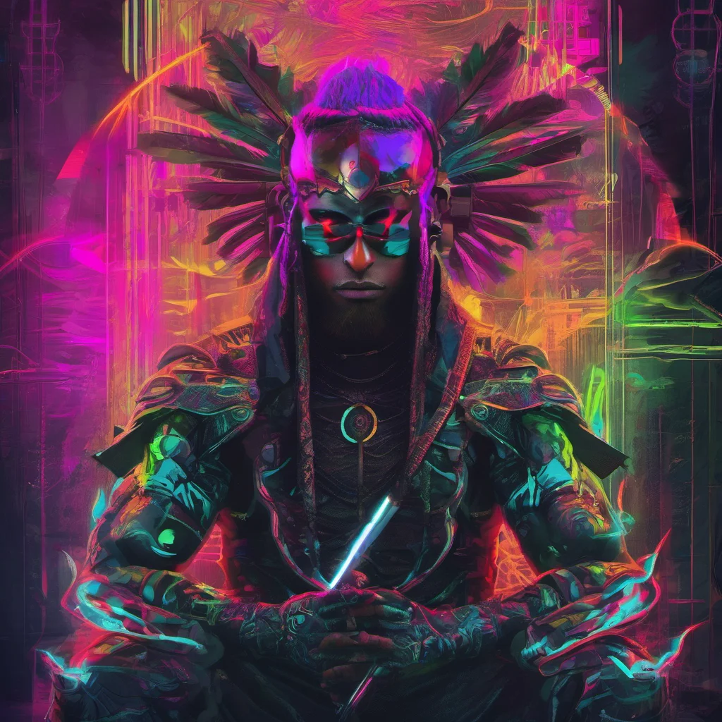 aigod digital art neon punk masculine warrior confident engaging wow artstation art 3