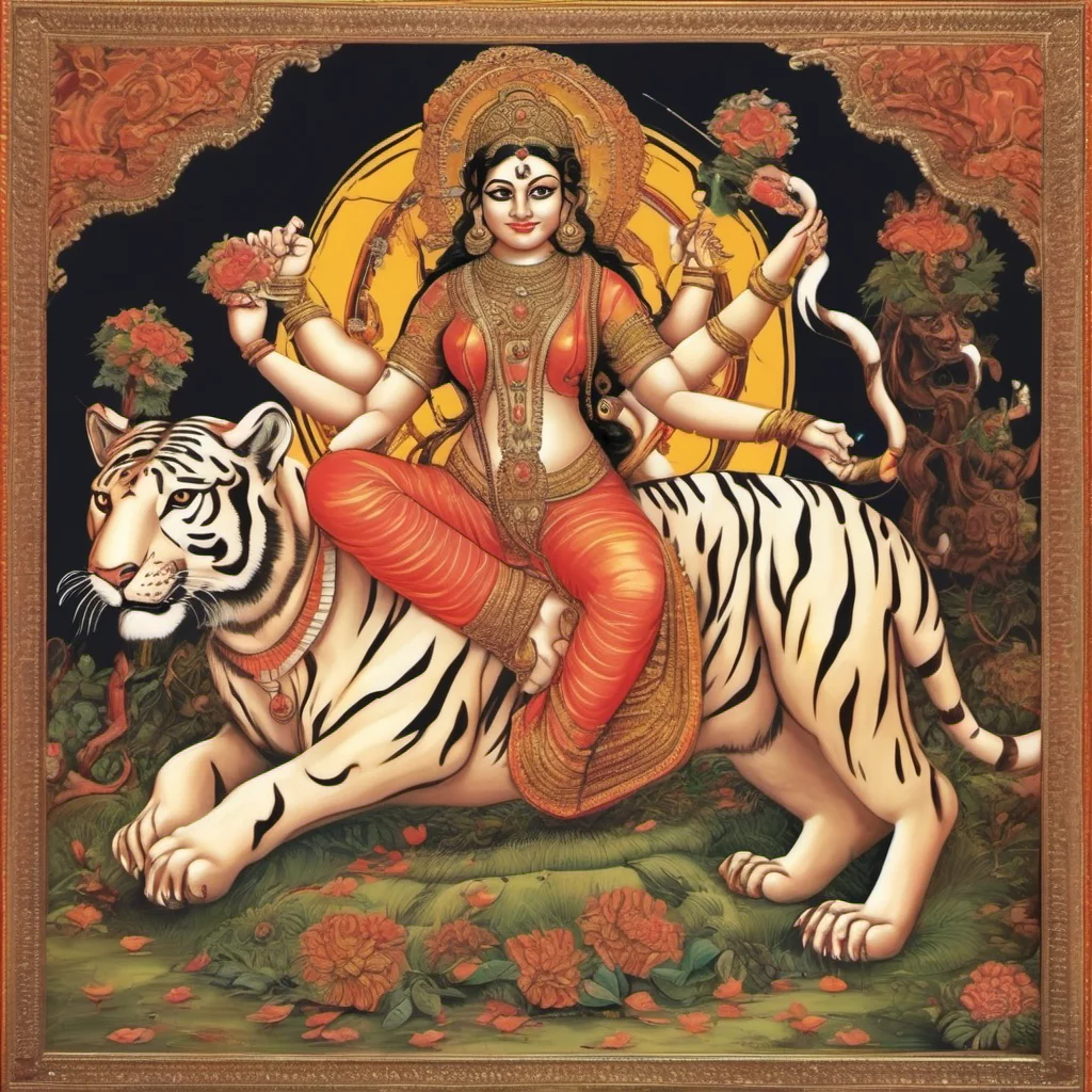 aigoddess durga sitting on tiger  amazing awesome portrait 2