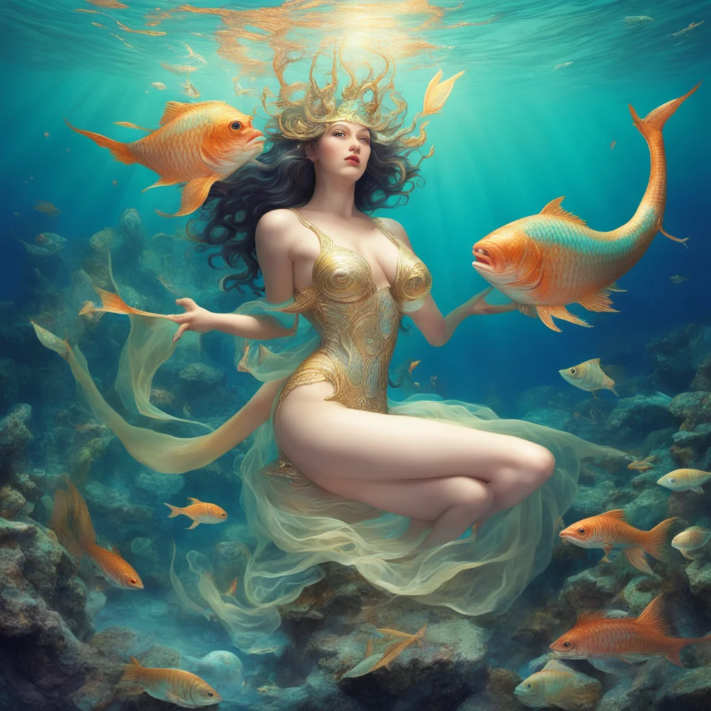 goddess esting fish amazing awesome portrait 2
