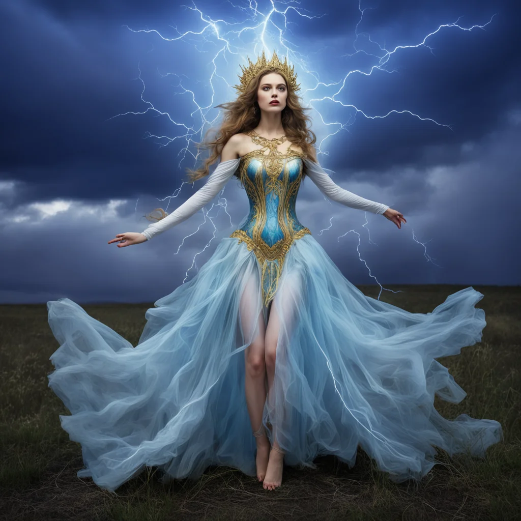 aigoddess of lightning russian fairy tale folk dress folklore thunder dramatic confident engaging wow artstation art 3