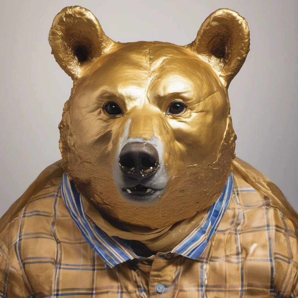 aigolden bear with pie on his face amazing awesome portrait 2