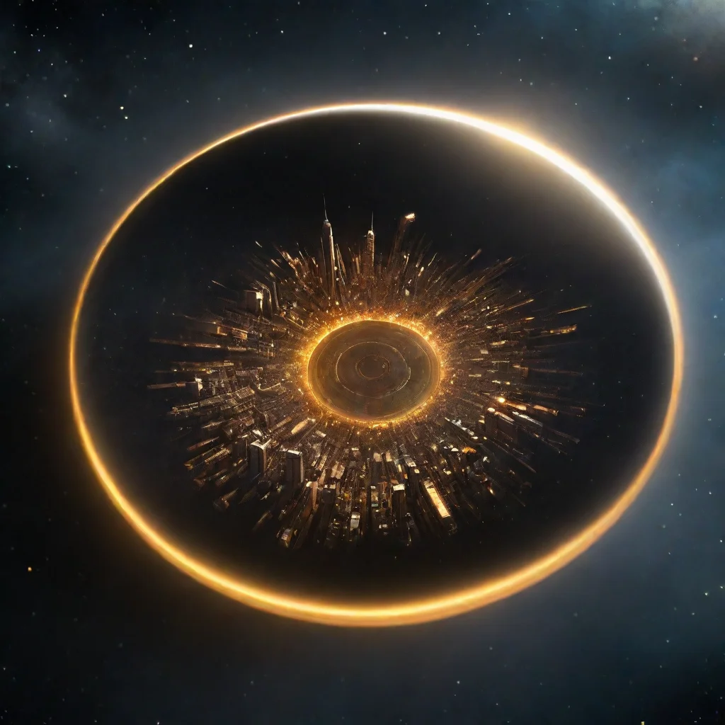 aigolden city floating disk in space