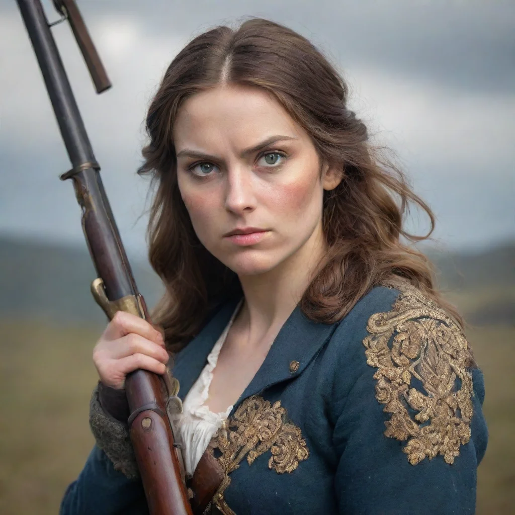 aigolden eyed woman with musket