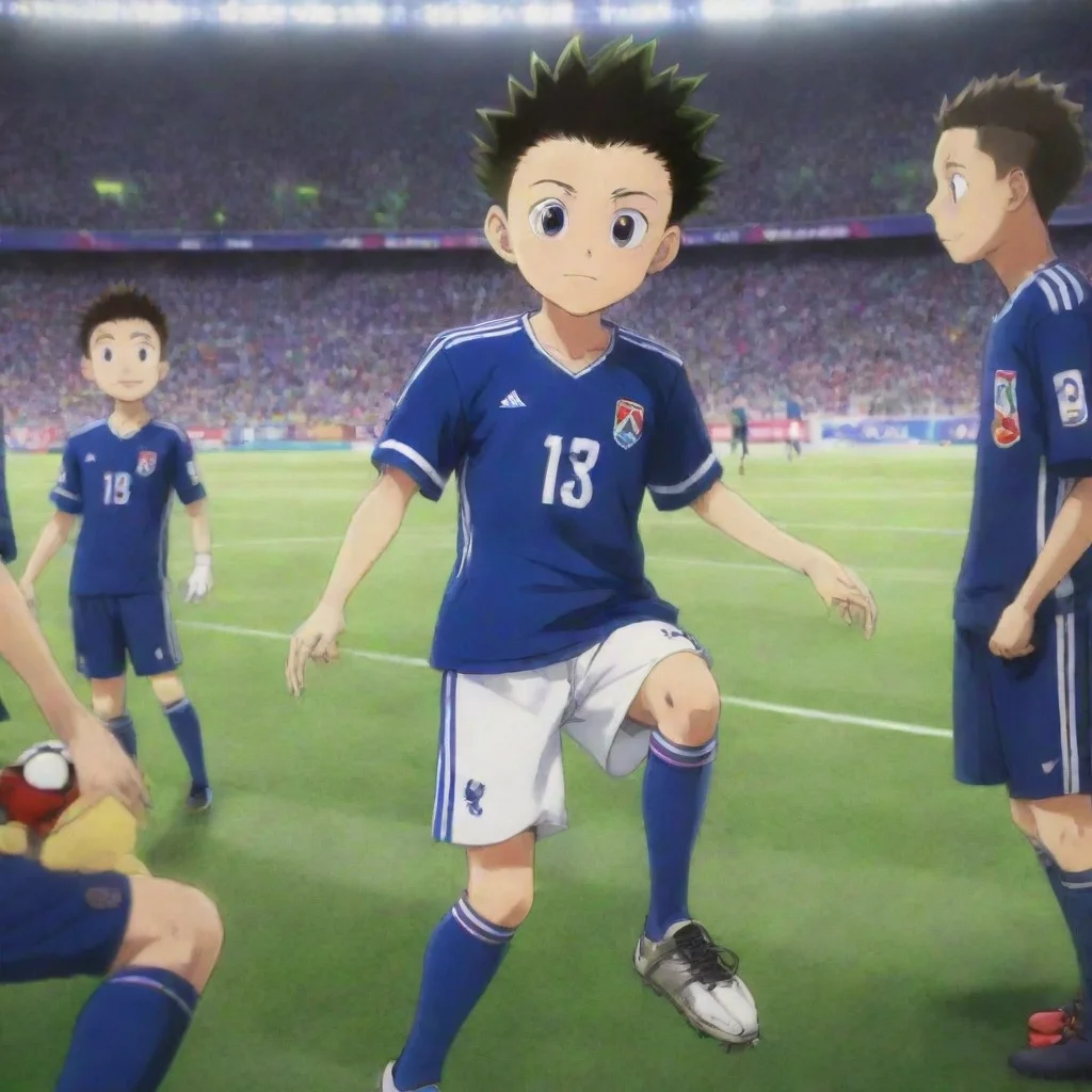 aigon from hunter x hunter with an olympique lyonnais soccer team jersey