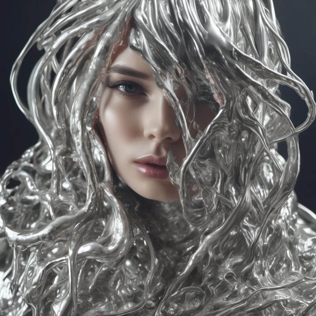 aigorgeous woman made of silver slime confident engaging wow artstation art 3