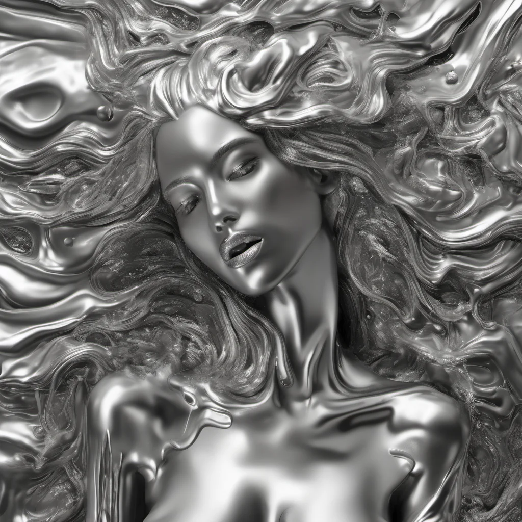 aigorgeous woman made of silver slime