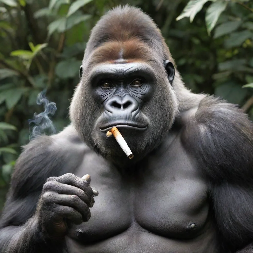 aigorilla smoking a cigarette realistic