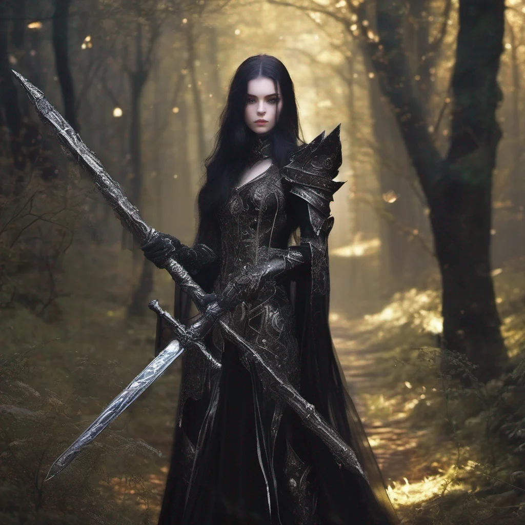 goth medieval fantasy art beauty grace magic sparkle staff weapon battle sword armor glitter forest confident engaging wow artstation art 3