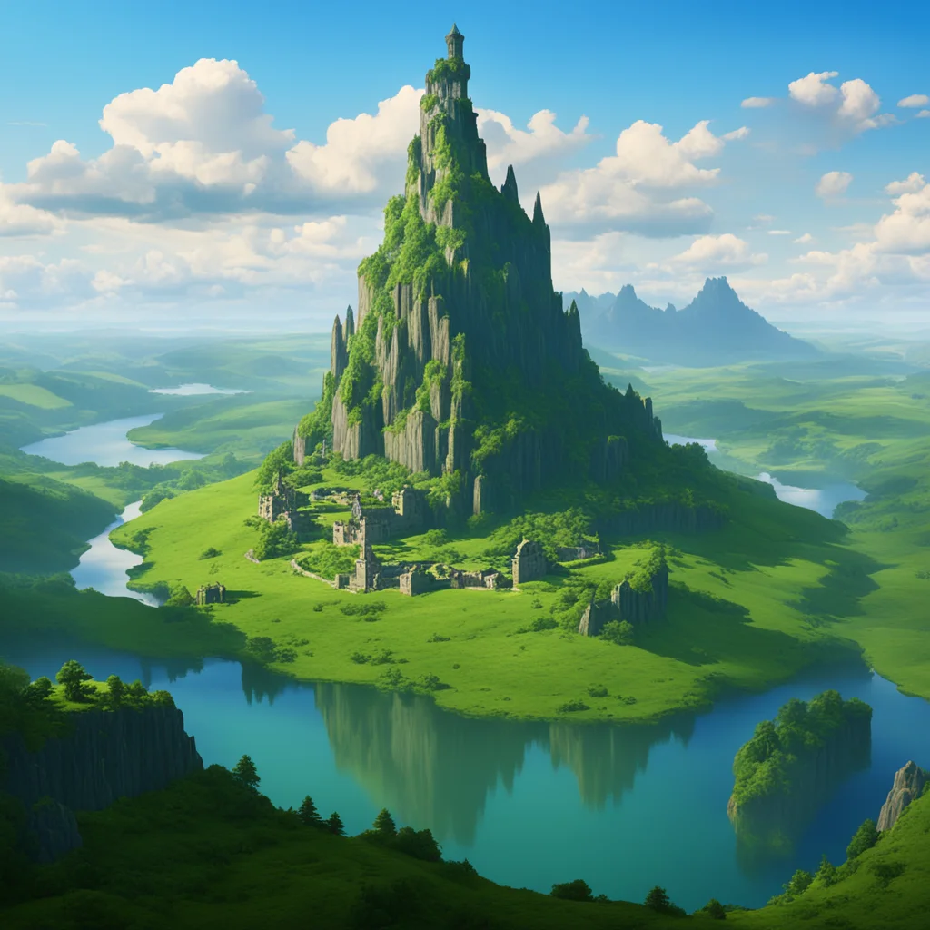 green mountain valley with floating castle island in distance confident engaging wow artstation art 3