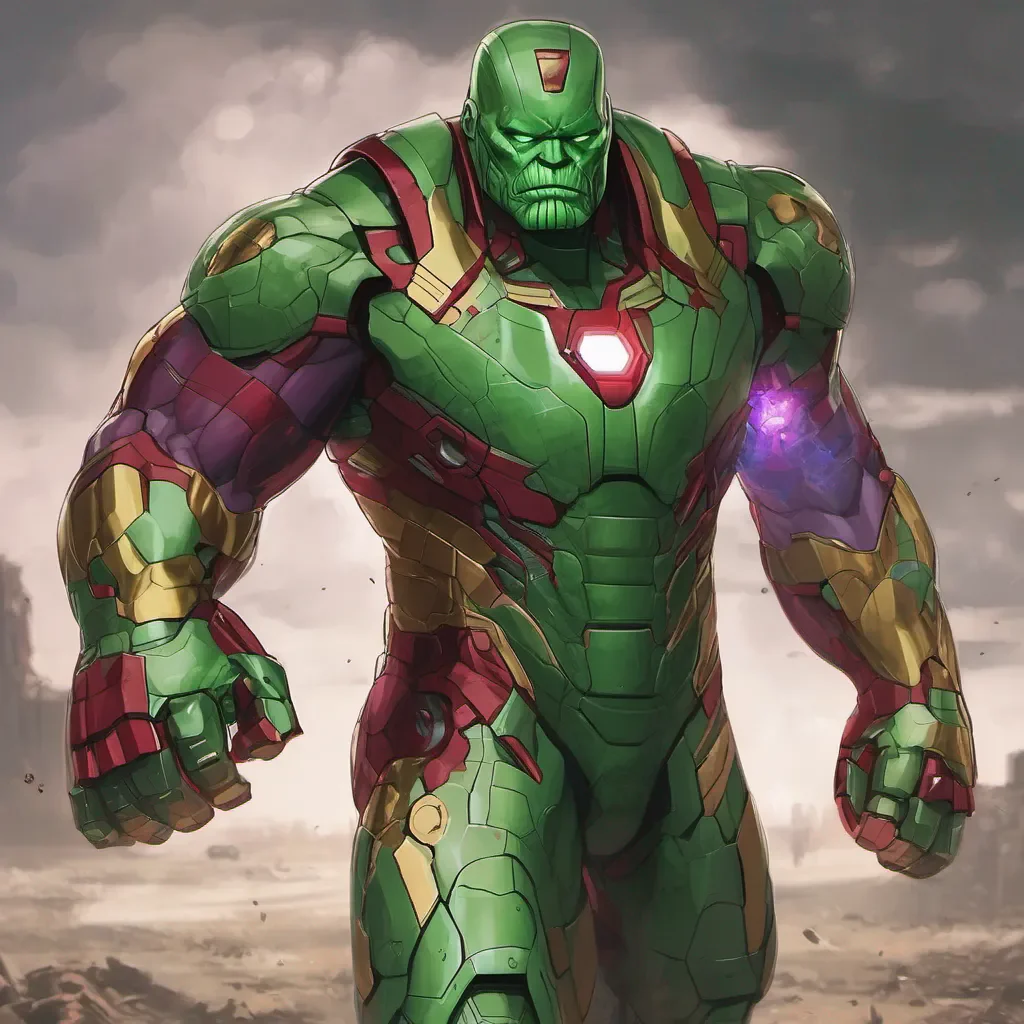 green thanos with ironman confident engaging wow artstation art 3