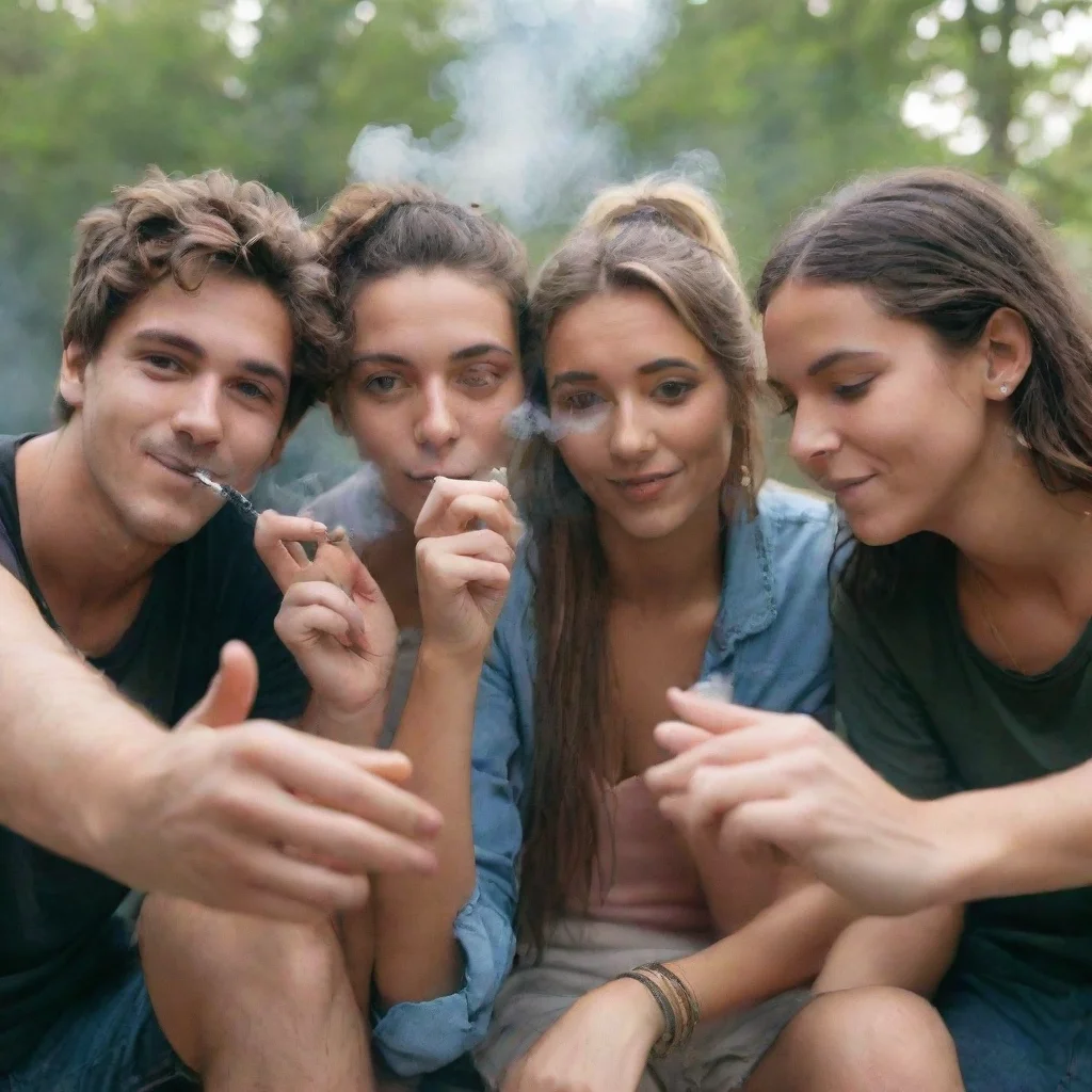 aigroup of friends smoking weed