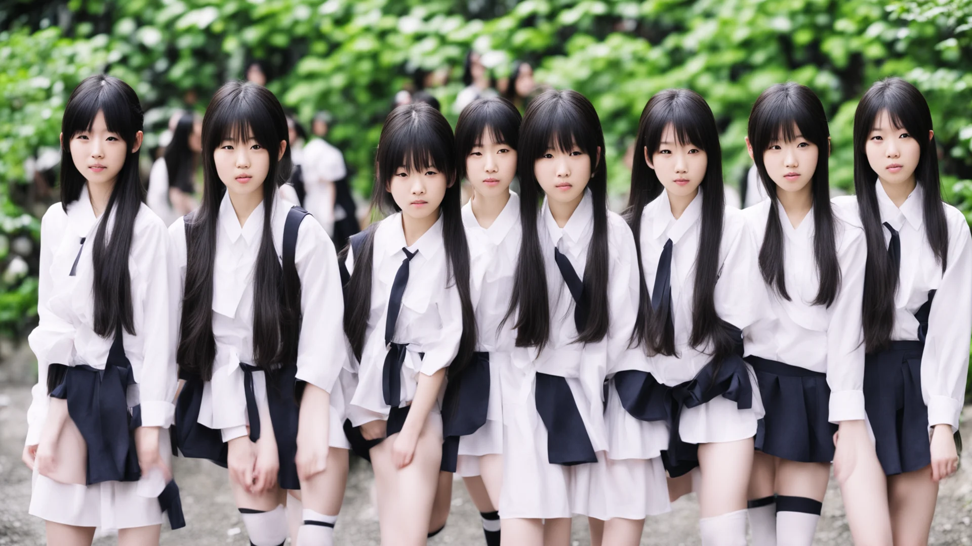 aigroup of japanese school girls  confident engaging wow artstation art 3 wide
