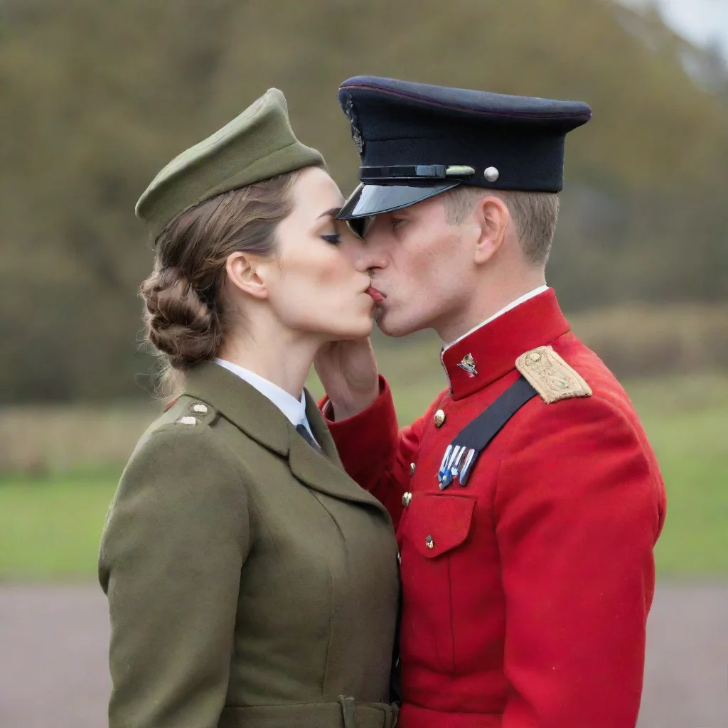 aiguardsman and guardswoman kissing