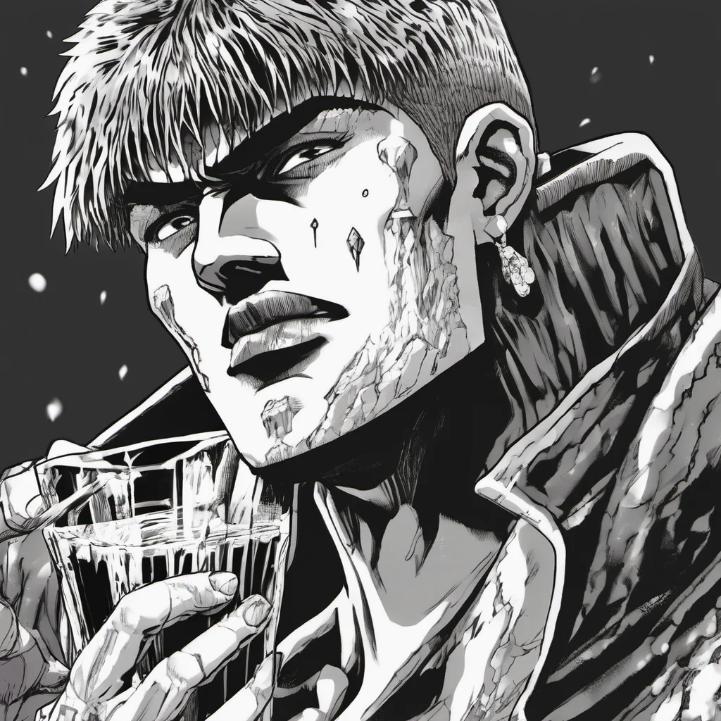 guts from berserk manga as a gangster with diamond grills drinking lean amazing awesome portrait 2