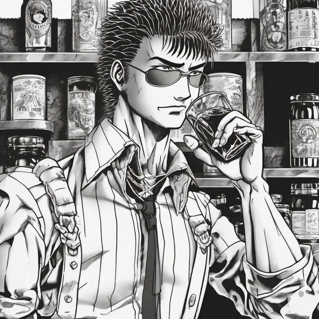aiguts from berserk manga as a gangster with diamond grills drinking lean