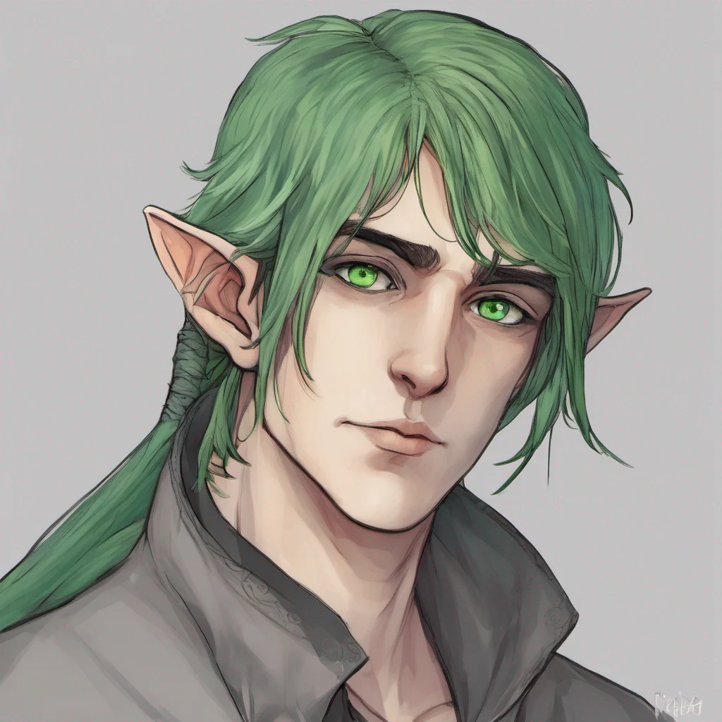 aihalf elf green hair grey eyes male amazing awesome portrait 2