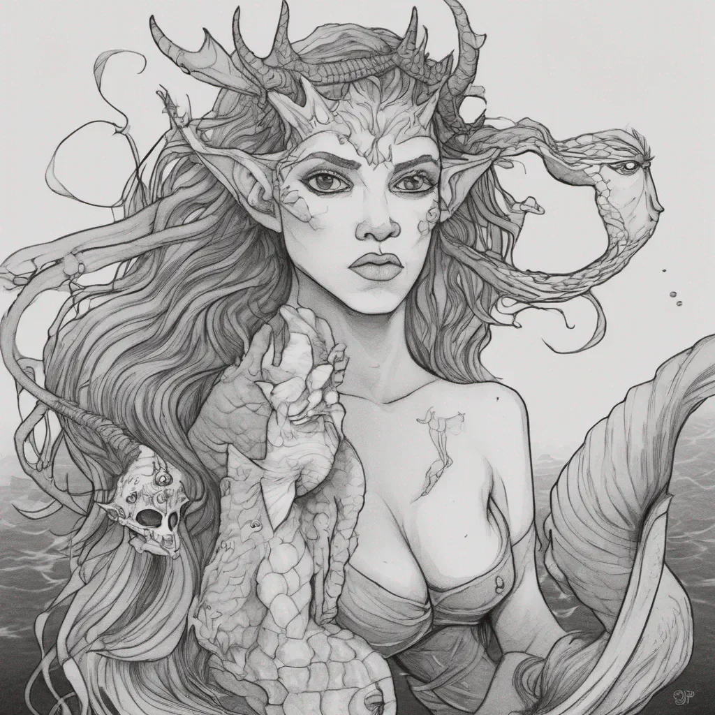 half elf half demon mermaid amazing awesome portrait 2