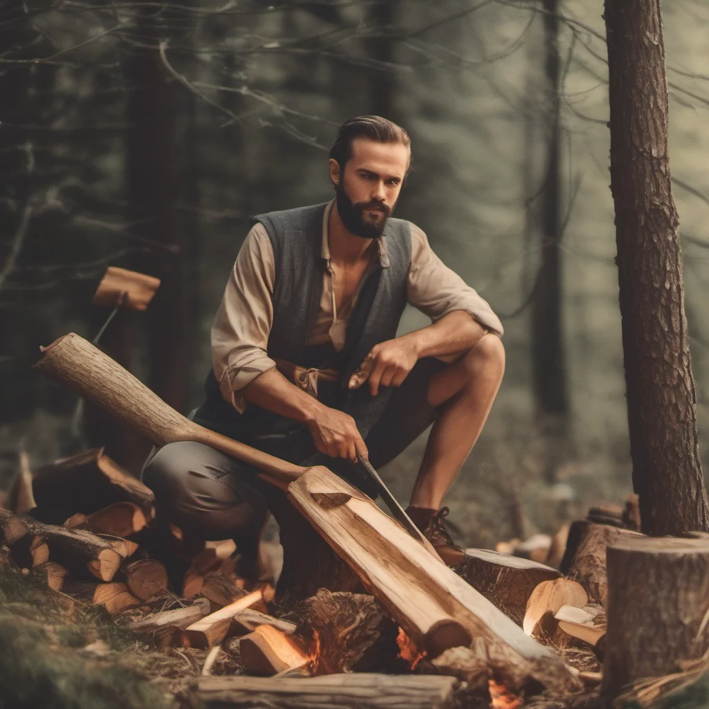 aihandsome mystical man chopping wood confident engaging wow artstation art 3