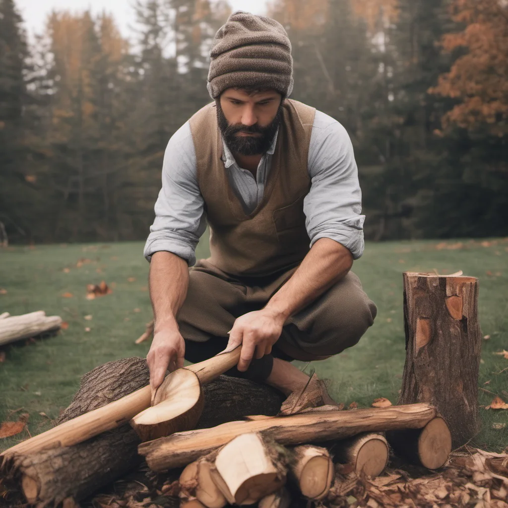 aihandsome mystical man chopping wood good looking trending fantastic 1