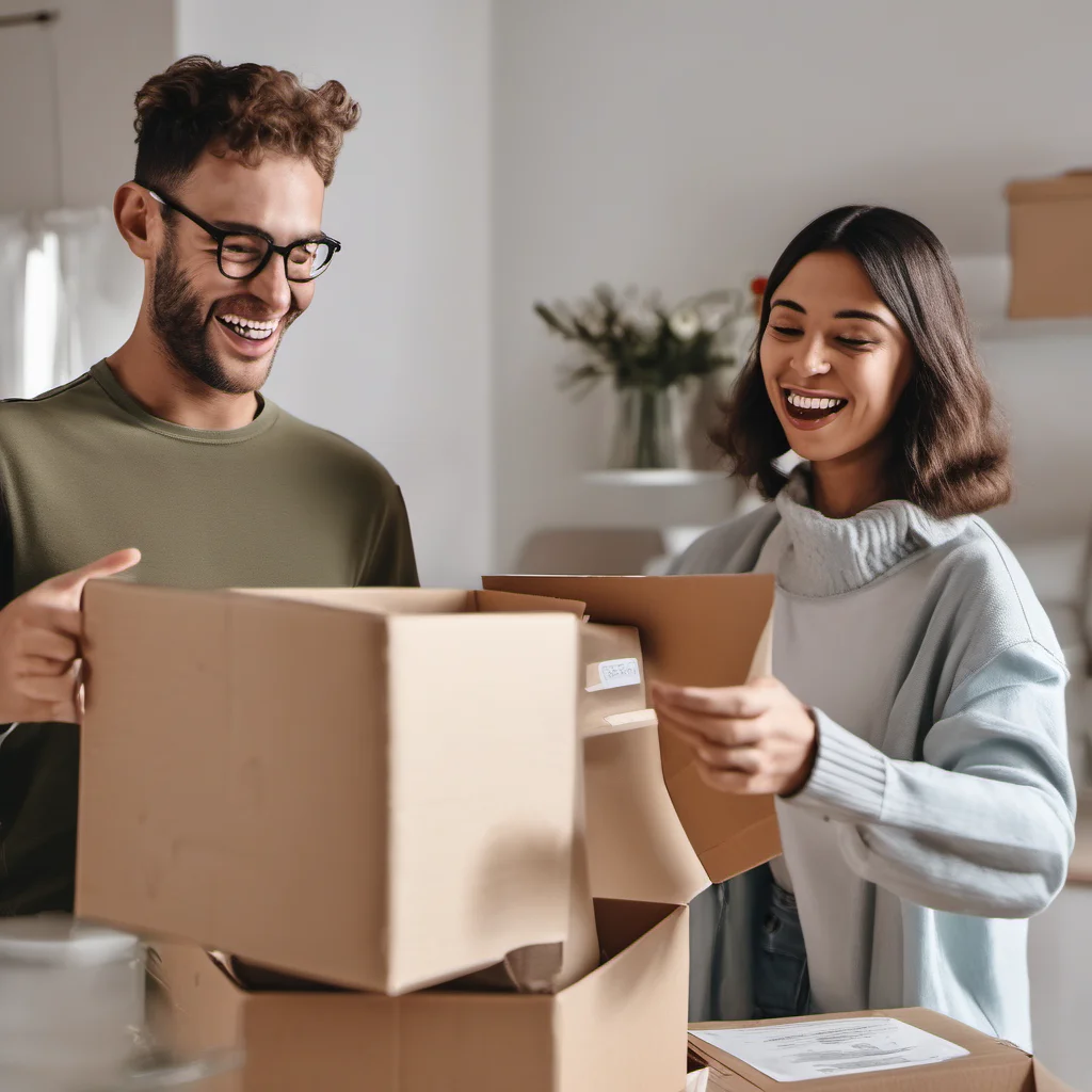 aihappy person receiving a parcel through the mail