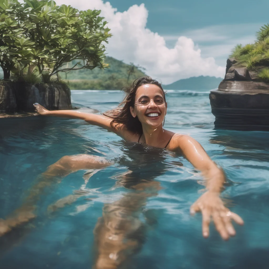 aihappy woman realistic  swimming in bali   amazing awesome portrait 2