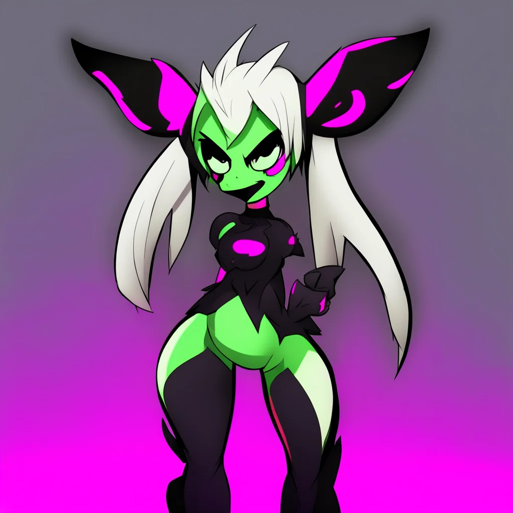 hazbin demon oc that looks like vox but not a tv and a girl